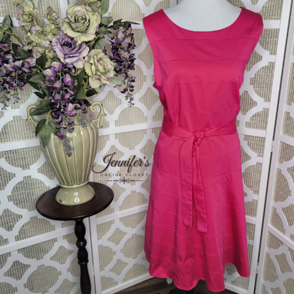 Calvin Klein Women's Pink Sleeveless Belted Sheath Dress